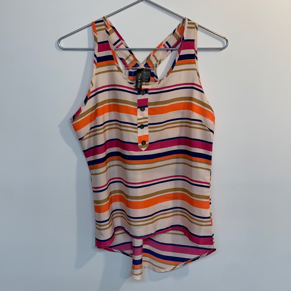 Fun and Flirt brand women’s tank top size S white/orange/blue/pink